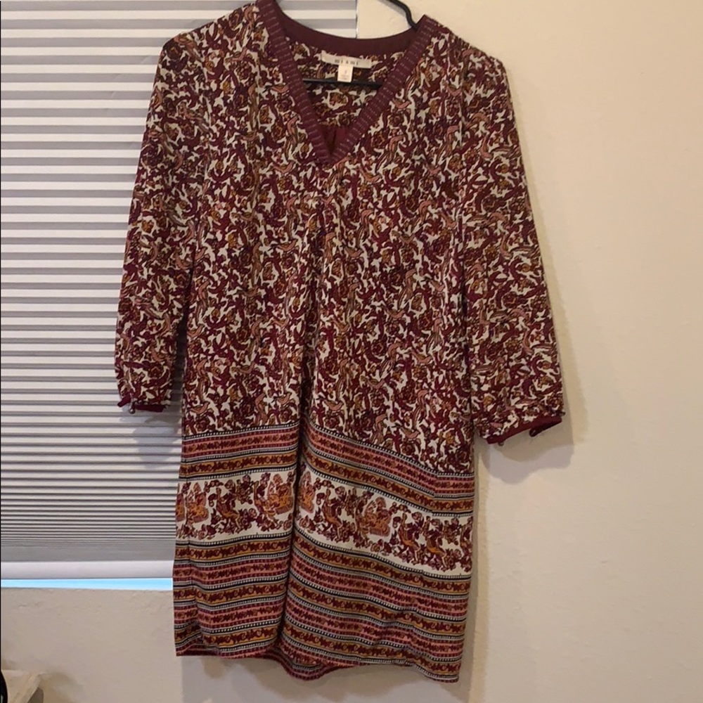 Long Sleeve Fall Maroon Dress